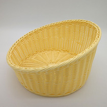Supply supermarket fruit pile basket rattan woven vegetable basket bread display frame bevel high and low storage blue