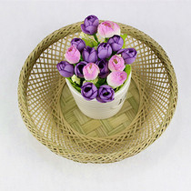 Handmade bamboo tea basket semi-circular fashion healthy fruit plate snacks storage bamboo plate bamboo basket bamboo basket