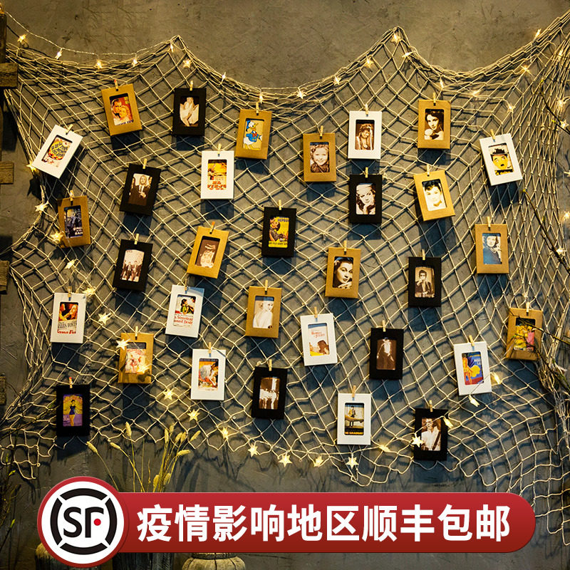 Industrial Wind Background Wall Hemp Rope Retro Milk Tea Shop Bar Barbecue shop decorated wall Wall Creative Wall Pendant