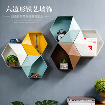 Nordic minimalist creative wrought iron wall decoration rack wall hanging crafts milk tea shop restaurant background wall pendant