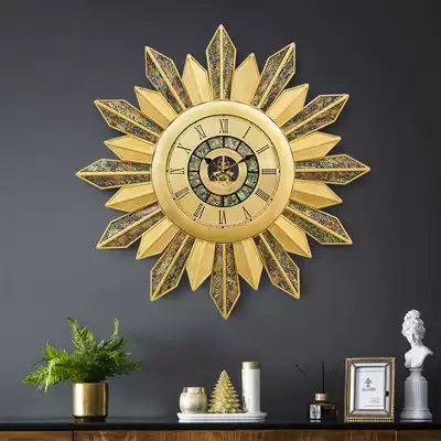 Light luxury brass copper clock European wall clock modern fashion wall watch living room Villa porch decoration gift clock