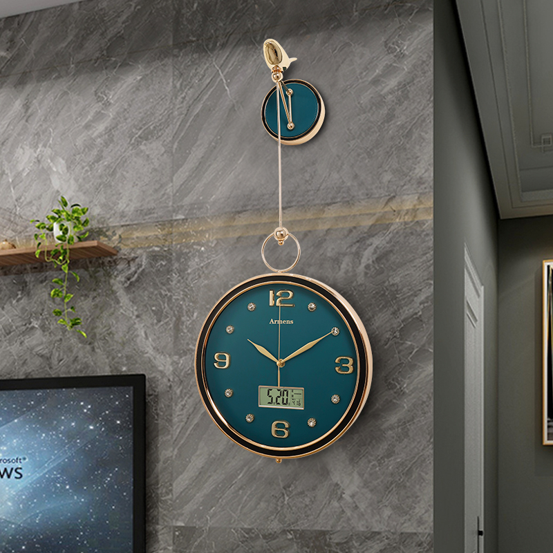 Nordic light extravagant hanging clock calendar watches and clocks Home living room Creative clock Eurostyle modern minimalist leather mute hanging table
