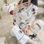 Bộ đồ ngủ nữ mùa xuân và mùa thu cotton dài tay phiên bản Hàn Quốc của bộ phim hoạt hình dễ thương ngọt ngào công chúa nhà gió phần mỏng có thể mặc bên ngoài bộ đồ hình ảnh đồ bộ kiểu