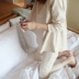 Bộ đồ ngủ nữ mùa xuân và mùa thu cotton dài tay có thể mặc phiên bản Hàn Quốc của bộ đồ hai dây rộng rãi ngọt ngào và đáng yêu phục vụ nhà mùa hè phần mỏng Bên ngoài ăn mặc