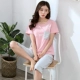 Bộ đồ ngủ mùa hè của phụ nữ phù hợp với quần cotton ngắn tay cắt quần hai mảnh mỏng quần kích thước lớn dịch vụ nhà lỏng lẻo có thể được mặc