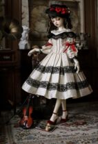 (Yoyo Sauce) BJD 3 Sub-suit Double Palace True Silk Ivory White Dress dress