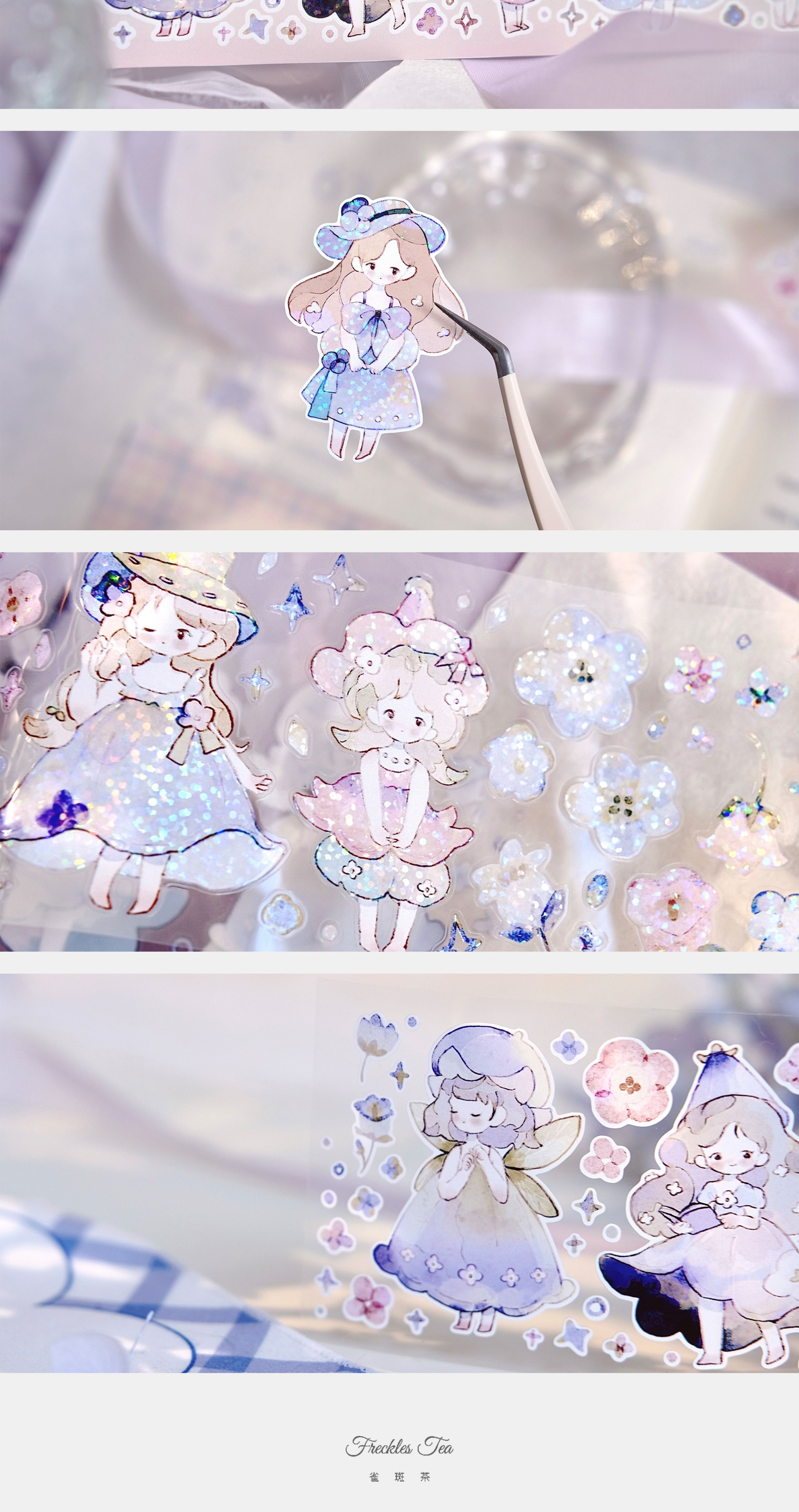 【預售】Vol4 小花仙 雀斑茶新品原創模切貼紙卷 - 膠紙/膠帶/紙膠帶 - 紙 粉紅色