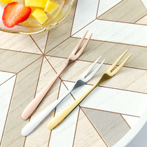 Fruit fork set creative cute 304 stainless steel small fork home children European style fruit stick cake moon cake