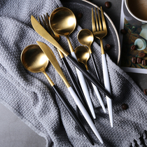 ins knife and fork spoon two three four-piece set home cute steak set tableware set Western food 304 stainless steel high grade