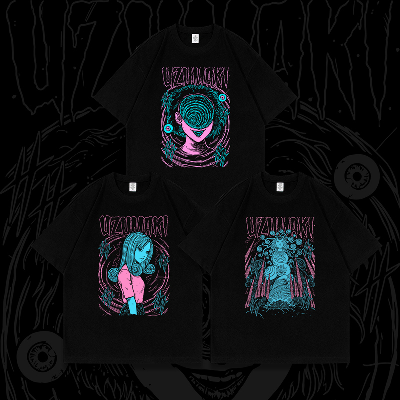 Junji Ito's Vortex Horror Manga Merchandise Short-Sleeve T-Shirt for Men and Women, Summer Heavy Cotton Half-Sleeve Tee Shirt Top