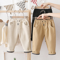 Boy pants plus thicker trousers winter new 2022 childrens casual pants baby warm pants