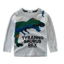 Spring and autumn childrens base shirt Pure cotton European and American childrens clothing Boys  T-shirt Autumn long-sleeved dinosaur middle and large childrens long-sleeved T-shirt