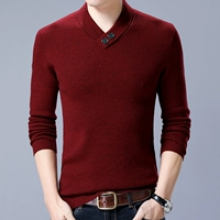 Mùa thu và mùa đông nam trung niên áo len cơ bản áo len cổ chữ V dày cashmere ấm áo len rắn màu cha thủy triều áo hoodie cặp