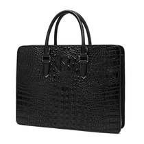 Hillenburg Code Lock Briefcase Crocodile Striped Bull Leather Business Handbag Fashion Atmosphere Crosswalk Briefcase Computer Bag