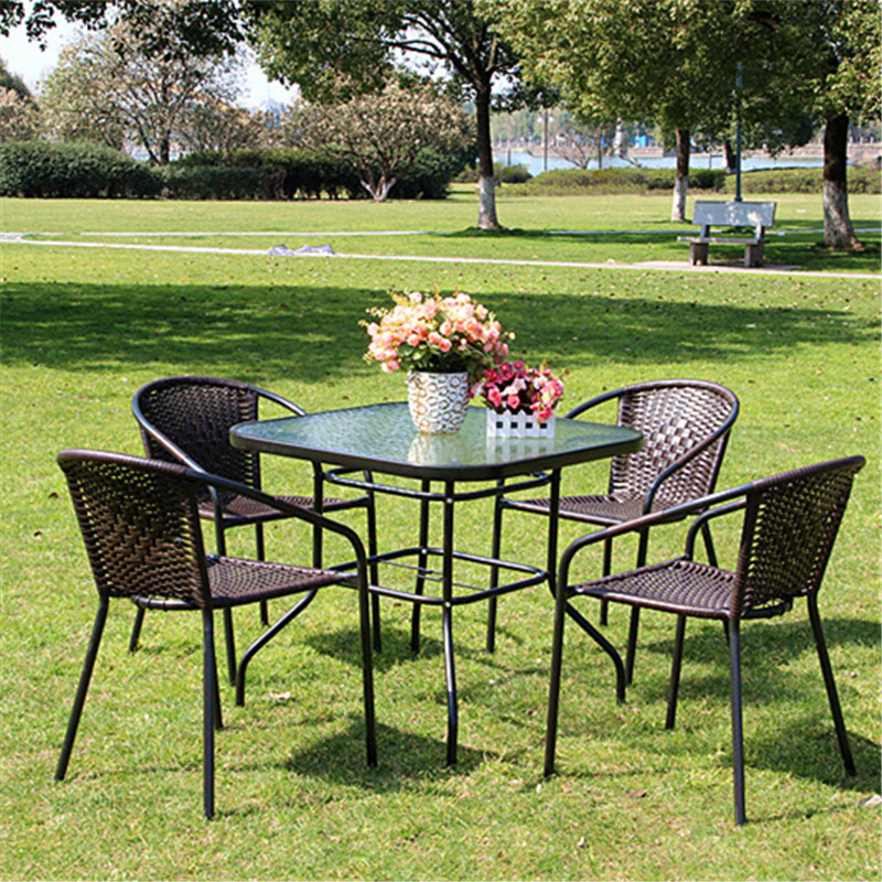 Outdoor Leisure Table And Chairs Combination Outdoor Rattan Chairs Tea Table Balcony Patio Table and chairs Three-five pieces Milk Tea Coffee Shop