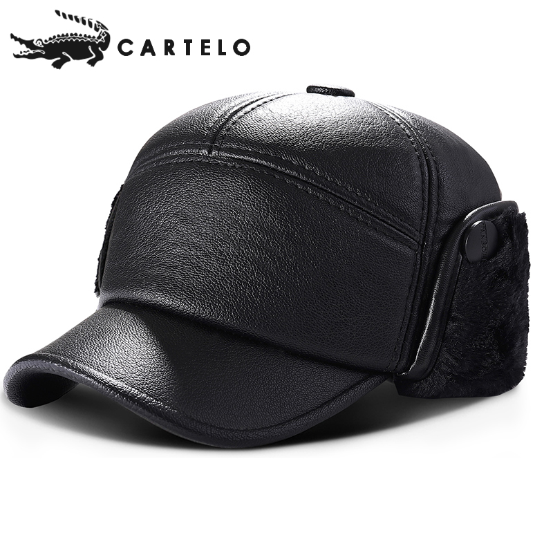 Alligator Hat Man Winter Daddy Middle-aged flat cap for ear guard old man hat warm grandfather cotton hat in autumn winter
