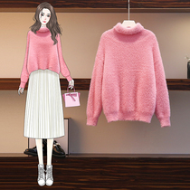 Maternity sweater womens autumn and winter fashion wear thickened pullover high neck base shirt short top winter sweater