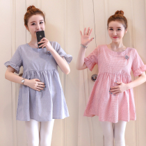 Maternity t-shirt summer Korean short-sleeved Western style cute doll shirt shirt Summer long top two-piece suit