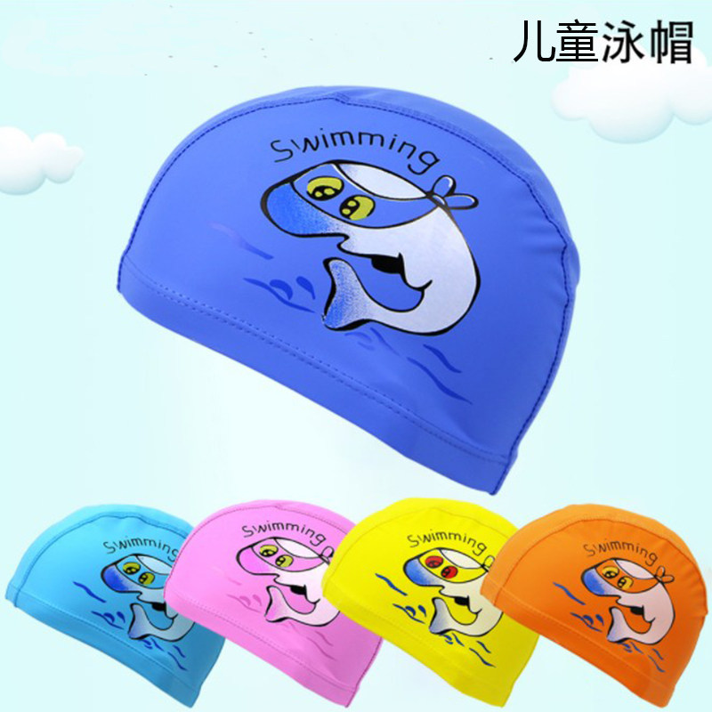 Child bathing cap male and female cuddly cartoon waterproof PU cap baby baby no-head swimming protective ear silicone cap