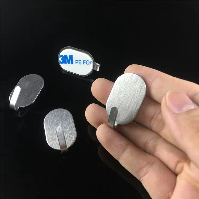 Stainless Steel Hooks with Strong Adhesive, Traceless Hooks for Kitchen Walls, Heavy-Duty, No-Drill Adhesive Hooks, Bathroom Coat and Hat Hooks
