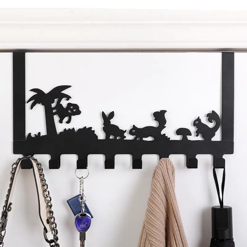 Door hanging clothes hanger free of punching clothes door rear hanger containing layer frame wall-hanging free nail-free and traceless cloakroom shelve shelf