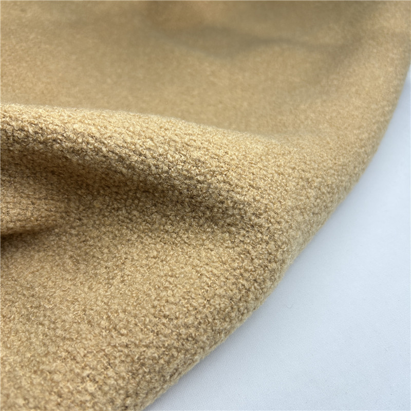 Khaki Lamb Circle Knitted Angora Mohair Circle Wool Thread Fabric High Tweed Wool Nylon Fabric