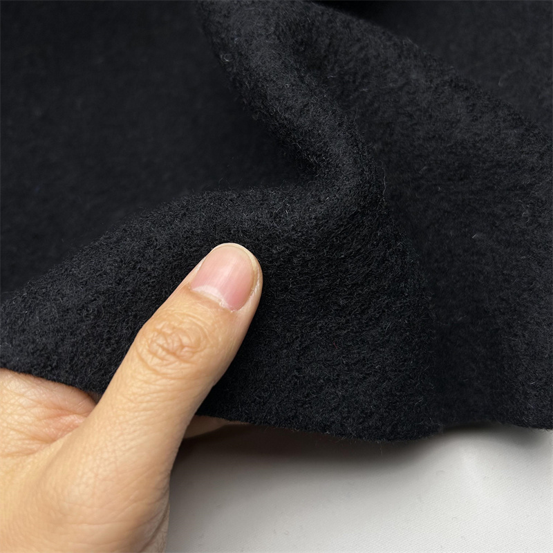 Black Knitted Thickened Wool Fabric for Autumn and Winter Clothing, Wool Floral Texture Suit, Autumn and Winter Solid Color Coat Fabric