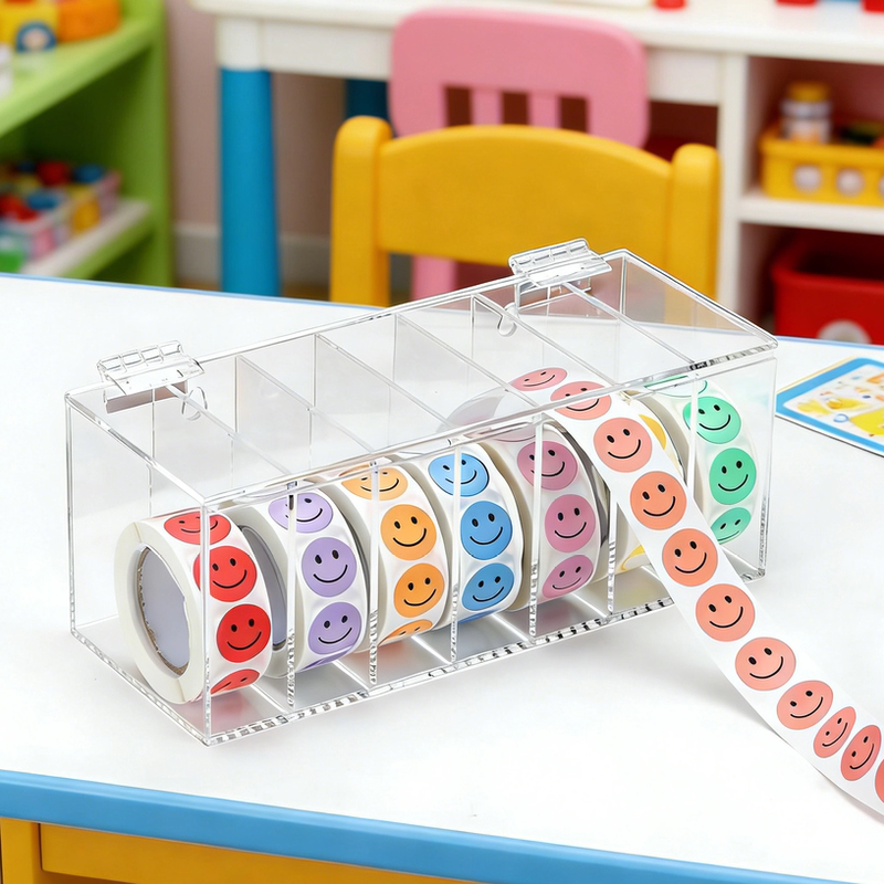 Self-Adhesive Label Storage Box Wall-Mounted Acrylic Sticker Classification Box Commercial Label Roll Paper Organizer Wall Hanging Self-Adhesive Label Storage Box Wall-Mounted Acrylic Sticker Classification Box Commercial Label Roll Paper Organizer Wall Hanging