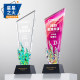 2025 Colorful Geometric Annual Meeting Crystal Trophy Creative Solid Wood Glass Trophy Outstanding Employee Award Trophy 3D