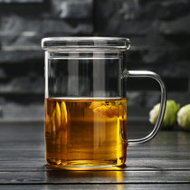 Household thickened heat-resistant glass flower tea cup Water cup Cute teacup with lid Office filter tea cup