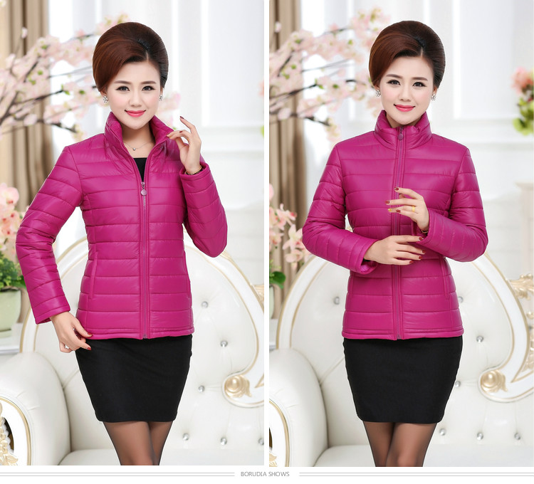 Áo khoác cotton nữ trung niên và già 2018 thu đông 2018 mới cho mẹ mặc quần áo cotton nhẹ cổ đứng ngắn cổ áo khoác cotton ấm áp áo kiểu nữ đẹp tuổi 40