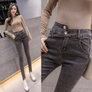 Quần skinny nữ 9 quần 2018 mới cá tính hoang dã bất thường quần eo co giãn chân mỏng quần thủy triều