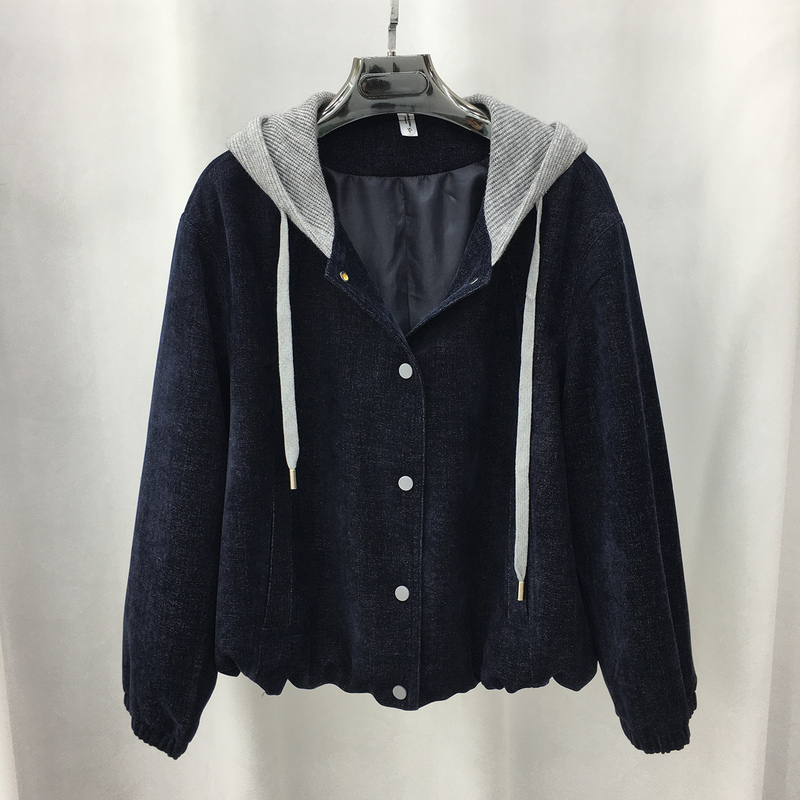 Middle-Aged Mom's Spring Hooded Casual Brushed Denim Jacket 2026 New Style Loose Slimming Jacket Stylish Top
