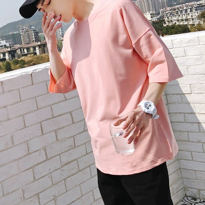 Летняя трендовая футболка для школьников с круглым воротником, в корейском стиле