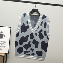 V-collar sweater knitted vest female literary and artistic loose overlap through horse clip long spring and autumn dairy coat