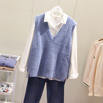 Sweater vest women 2019 Autumn New Korean version of loose short vneck knitted vest sleeveless waistcoat women