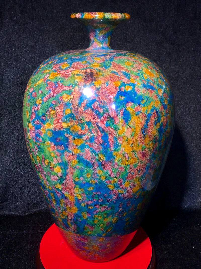 正宗台湾老矿七彩玉原石摆件七彩花瓶摆件七彩玉居家花瓶