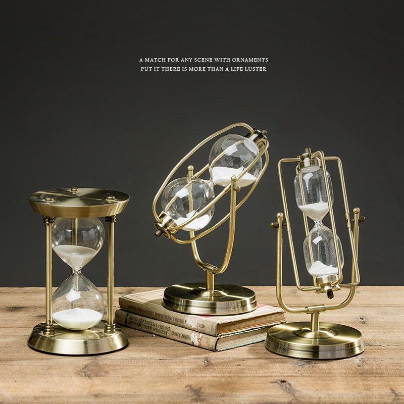 Simple modern metal hourglass timer ornament Nordic creative home TV cabinet soft decoration Living room decoration