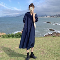 Летняя одежда для беременных, летнее платье, длинная юбка, рубашка, на шнурках, короткий рукав, средней длины