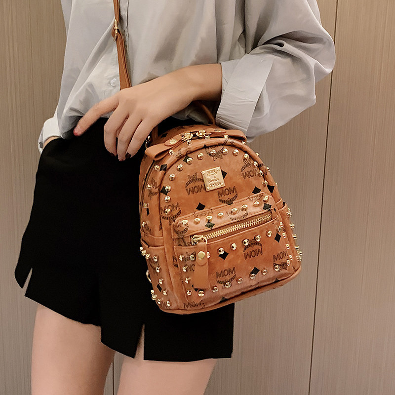 Backpack women's small bag Korean version of the tide brand 2021 new rivets mini all-match ins small backpack fashion travel bag