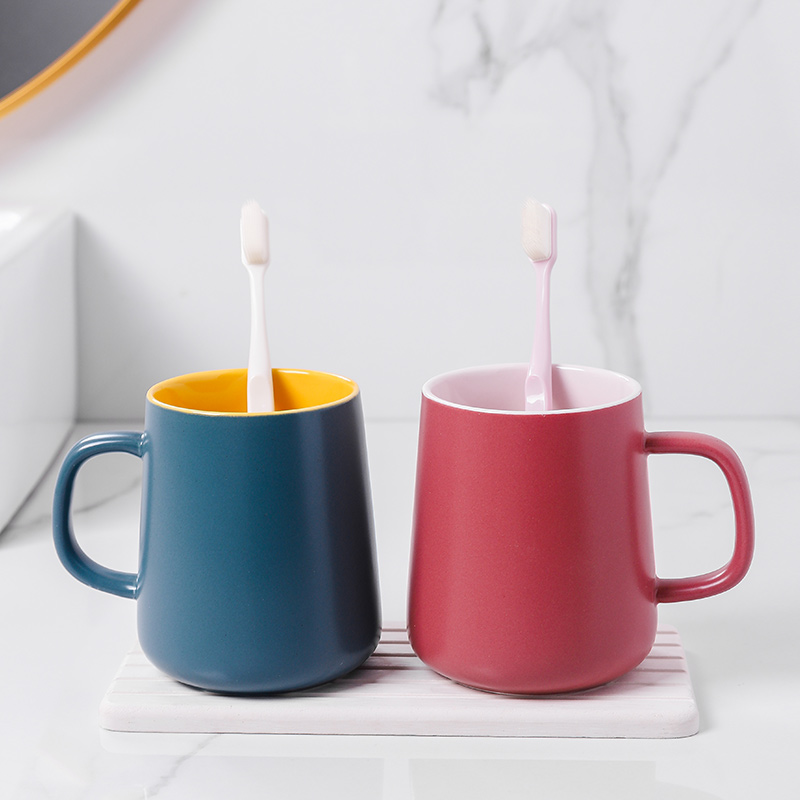 Nordic pure toothbrushing cup minimalist toiletries cup suit lovers couple a home creative toothbrush tooth cylinder cup ceramic