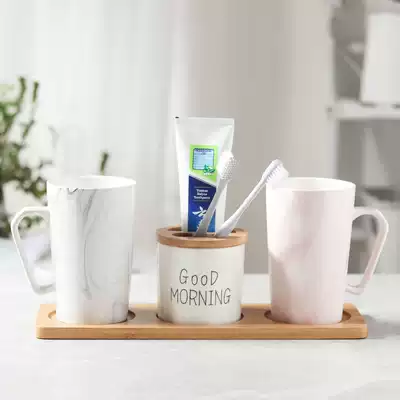 Ceramic wash cup couple home marble mouthwash cup set brush Cup toothbrush cup pair simple