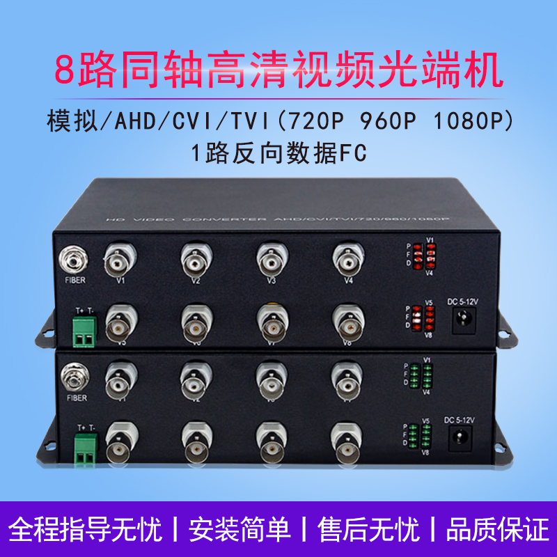 Coaxial high-definition 1080P film optical transmitter and receiver 8-way film 1-way reverse data FC analog AHDCVITVI8 road