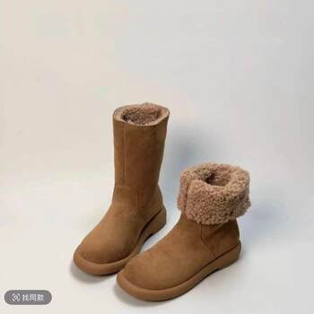 Cuffed snow boots for women in winter, velvet warm mid-calf thick sole two-wear versatile warm cotton boots non-slip fashionable women's boots