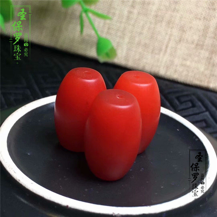 DIY аксессуары 保山南红散珠配饰单珠桶珠腰珠配珠 珠子 单颗 顶珠隔珠手串配饰
