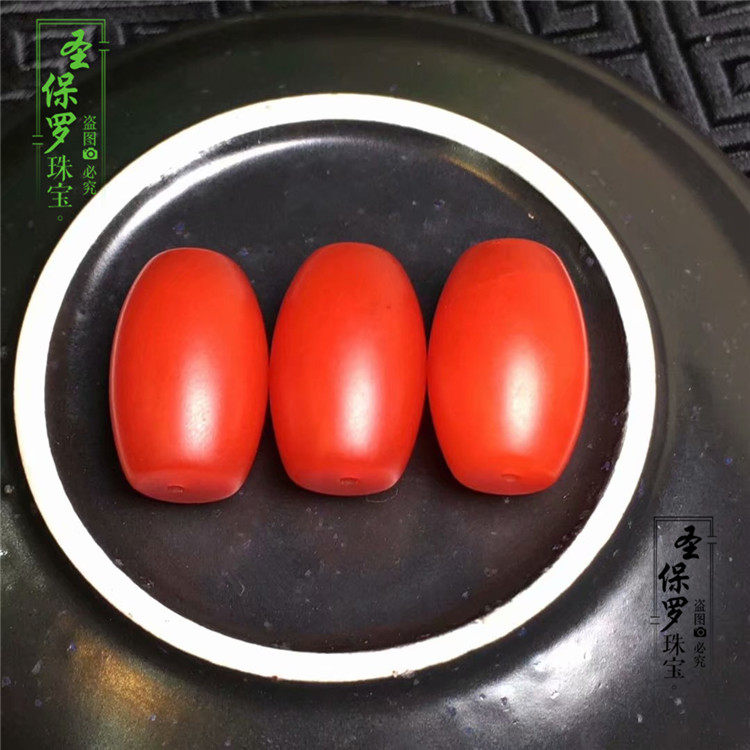 DIY аксессуары 保山南红散珠配饰单珠桶珠腰珠配珠 珠子 单颗 顶珠隔珠手串配饰