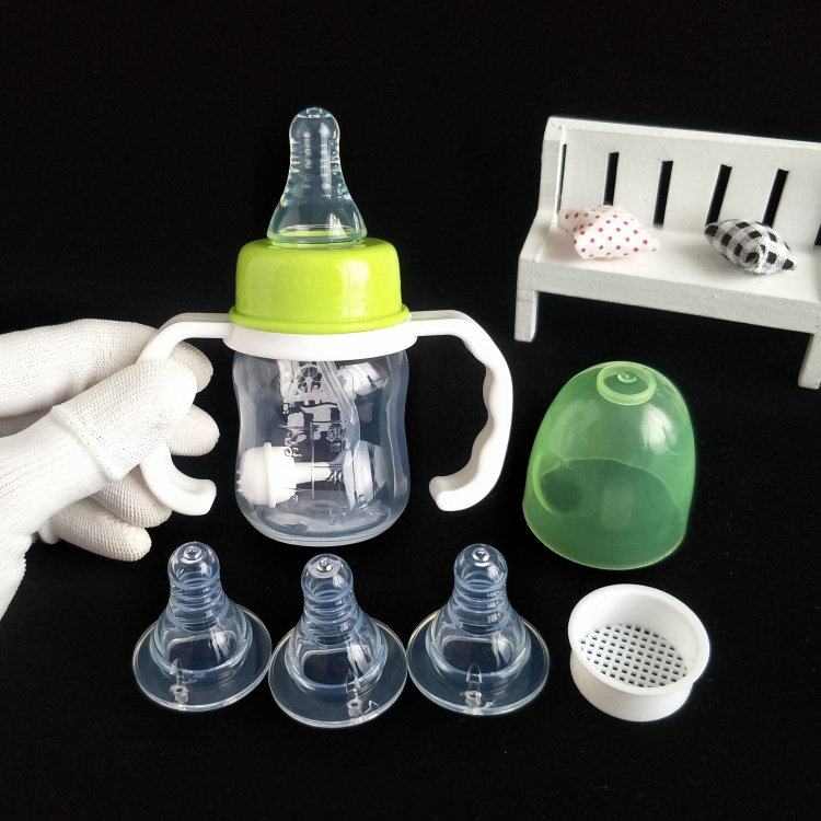 Baby small 60ml mini plastic PP baby drink fruit juice bottle label mouth drop free handle straw pacifier