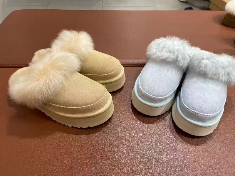 Ugg Genuine Product from the Store 2026 Winter Women's Thick-Soled Round-Toe Fur-Trimmed Slippers 1173930-1099