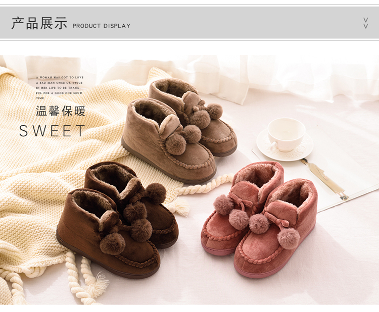 Dép cotton sang trọng mùa đông nam và nữ trong nhà chống trượt dày đáy đôi thời trang ấm áp nhà lông tháng tháng dép với - Trang chủ dép chống trơn trượt