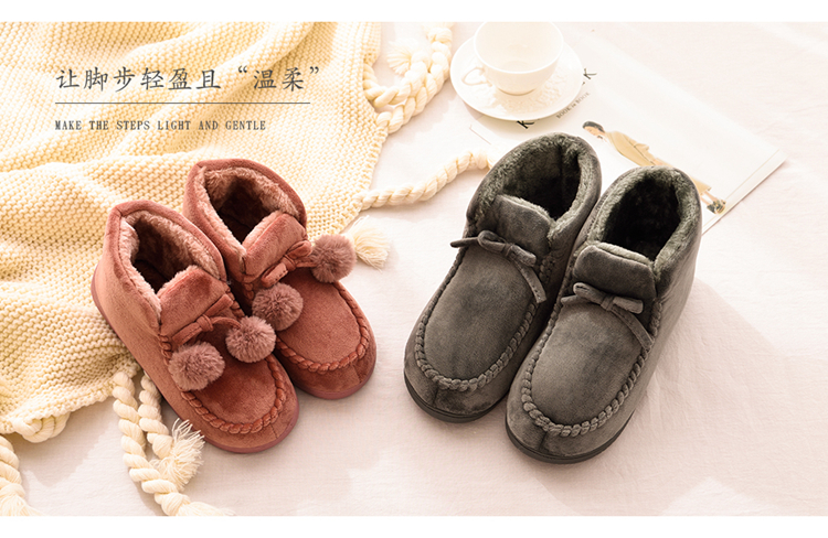 Dép cotton sang trọng mùa đông nam và nữ trong nhà chống trượt dày đáy đôi thời trang ấm áp nhà lông tháng tháng dép với - Trang chủ dép chống trơn trượt